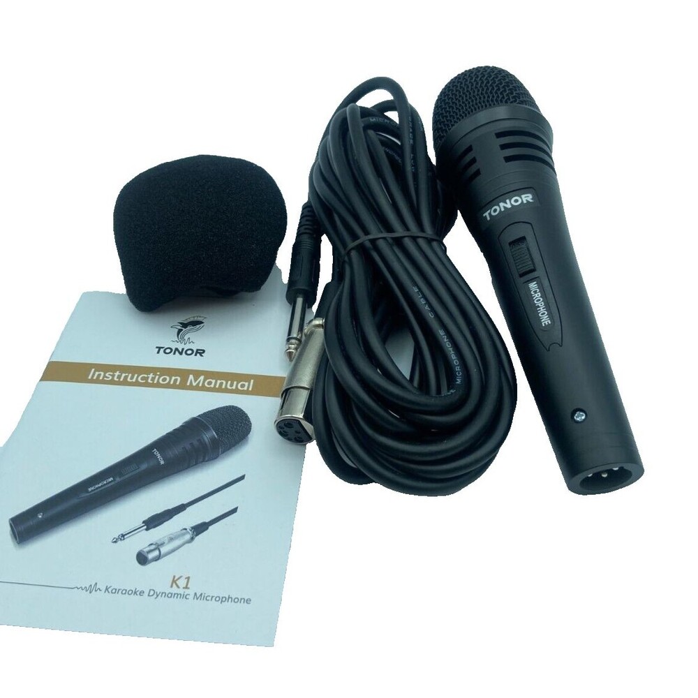 TONOR K1 Dynamic Karaoke Microphone for Singing w/ 16.4ft XLR Cable